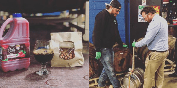 beer pairing and men helping brewing process
